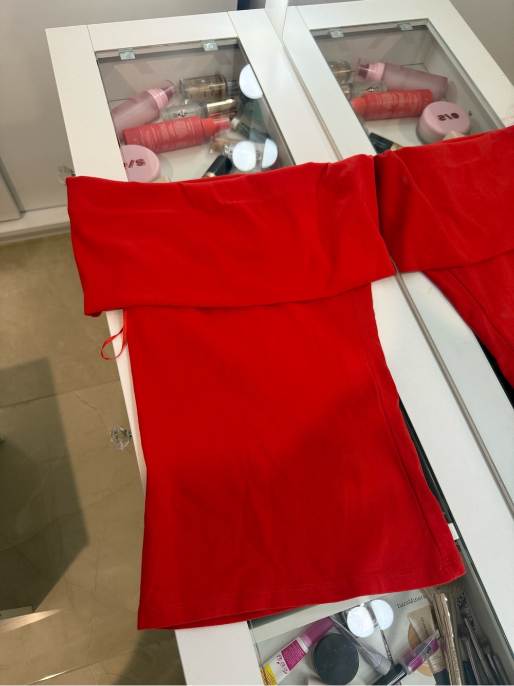 Zara Strapless Fold-Over Cocktail Dress in Red